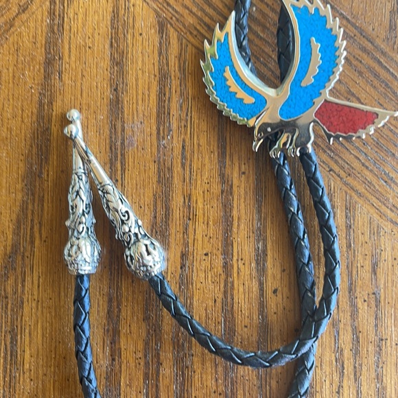 Leather and Turquoise Eagle Bolo neck tie - Picture 3 of 3